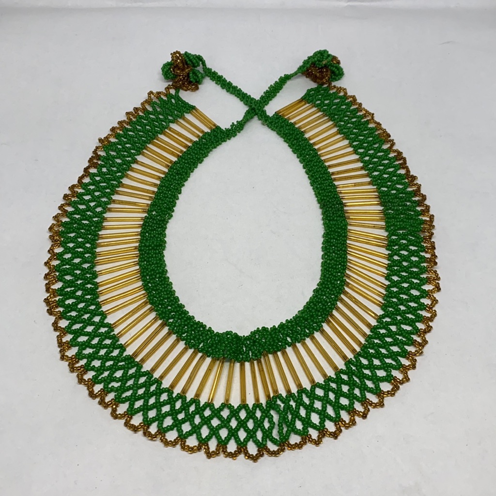 Sale! Vintage Green And Gold Handcrafted Necklace